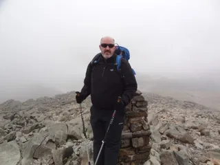 Andy Macnaughton-Jones on Scafell Pike during training for his trek up Kilimanjaro