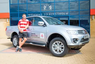 England Rubgy player Jonny May takes delivery of Mitsubishi L200