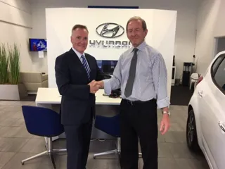 Corkills owner Adrian Kermode with TWG Hyundai founder Brian Phillips
