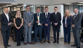 The team at Islington Motor Group receive Citroen's Golden Chevron award from Citroen UK sales director, Eurig Druce, and national performance manager, Sarah Speed