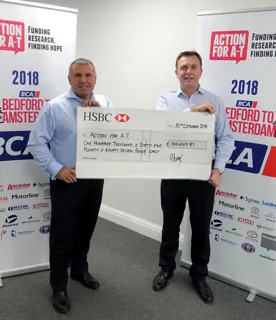 BCA’s chief commercial officer Craig Purvey formally handed over a cheque to Sean Kelly, chief executive, Action for A-T at BCA Blackbushe late last month (pictured).  