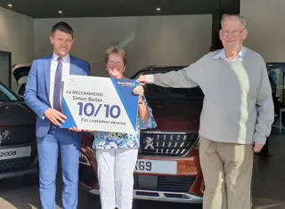 Simon Bailes Peugeot celebrates customer Elizabeth Hutchinson as Peugeot UK’s most dedicated car owner