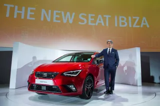 Luca de Meo, president of Seat, with the new Ibiza
