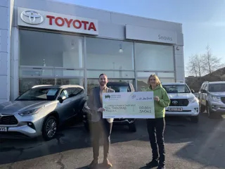 Chris Batey, general manager at Snows Toyota Plymouth and Paignton with Annabel Roberts, area fundraiser at Children’s Hospice South West