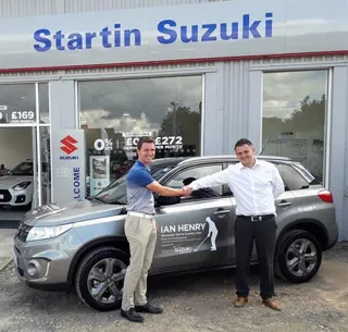 Ian Henry and Paul Bothma, sales manager of Startin Suzuki St Peter’s Worcester.