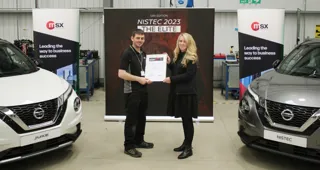 Lewis Thomas collecting his NISTEC UK win