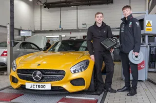 George Moore from Rotherham who is a first year apprentice parts adviser at Mercedes-Benz Sheffield, and Thomas Guest from Barnsley, who recently completed his  three year technician apprenticeship at the dealership