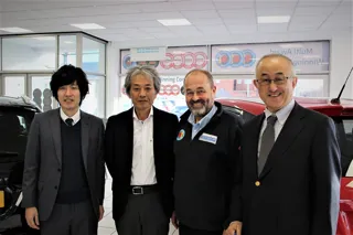 Tsuneyuki Hirose, assistant to Nobo Suyama; Takanori Suzuki, head of European automobiles; Robin Luscombe, managing director of Luscombe Suzuki and Suzuki GB managing director Nobuo Suyama.