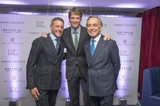Winter collaboration (left to right): Lapo Elkann, Jeep ambassador William Fox-Pitt, and His Excellency, Italian ambassador Pasquale Terracciano
