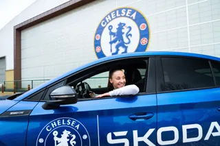 Niamh Charles in a Škoda, as Škoda x Chelsea Women's FC Announce New Partnership