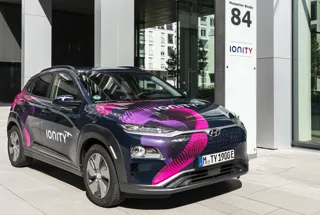 Hyundai's Kona EV at an Ionity charge point