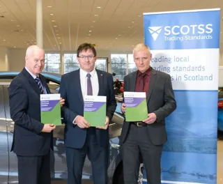 Sandy Burgess (left), chief executive of the Scottish Motor Trade Association (SMTA), at the launch of the SCOTSS used car sales guidance