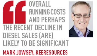 overall running costs and perhaps the recent decline in diesel sales (are) likely to be significant  MARK JOWSEY, KEERESOURCES