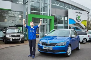 Feeling blue? A Leicester City fan celebrates with Skoda