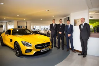 David George (second right), sales director, Mercedes-Benz Passenger Cars UK, officially opened the site. He is pictured with (left to right): Nick Robinson, Sytner Mercedes-Benz franchise director; Jeremy Simpson, head of business and market area sales director and Adam Jordan, Sytner Mercedes-Benz divisional managing director.