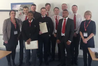 West Way Nissan graduating apprentices from West Way Nissan with their Remit apprentice development coaches