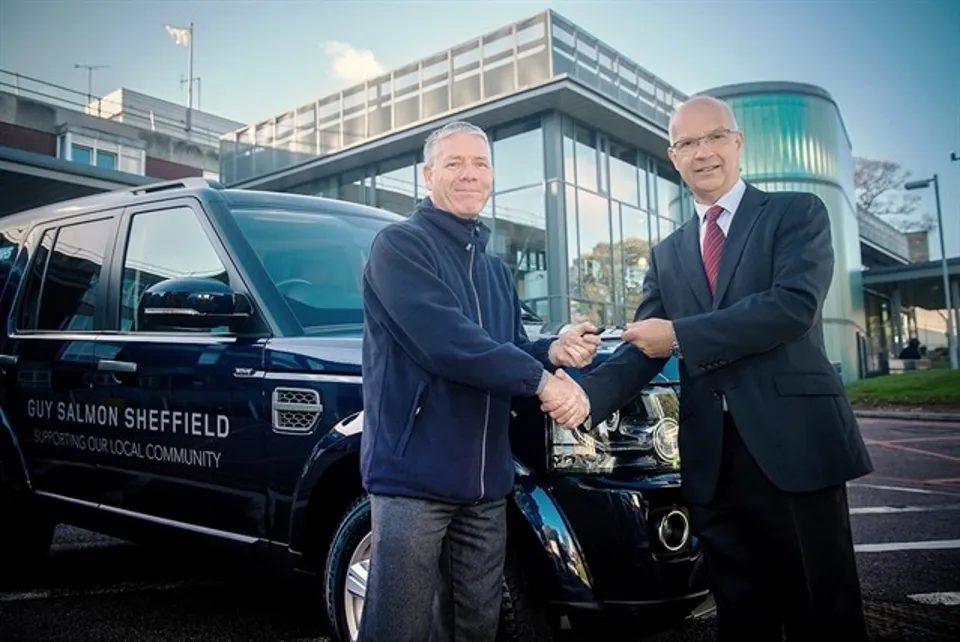 Mike Tyson, managing director of Guy Salmon Land Rover Sheffield (left), with Chris Tobin, head of estates services at Rotherham NHS Foundation Trust