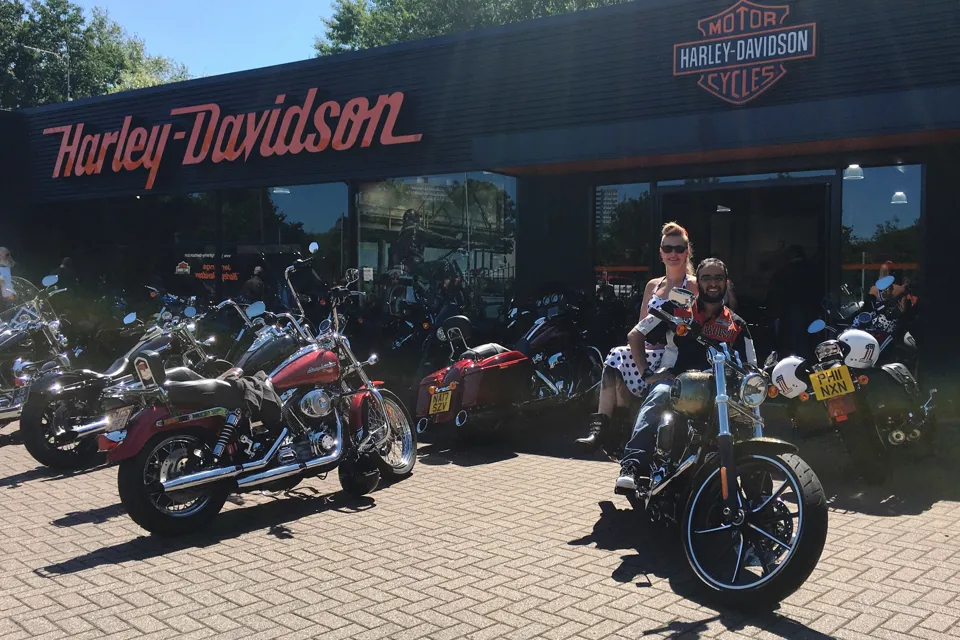 Sohail Khan, director of Jennings Motor Group, with Charlotte Yanni of Fickle Lilly, at the first anniversary of Jennings Harley-Davidson in Gateshead