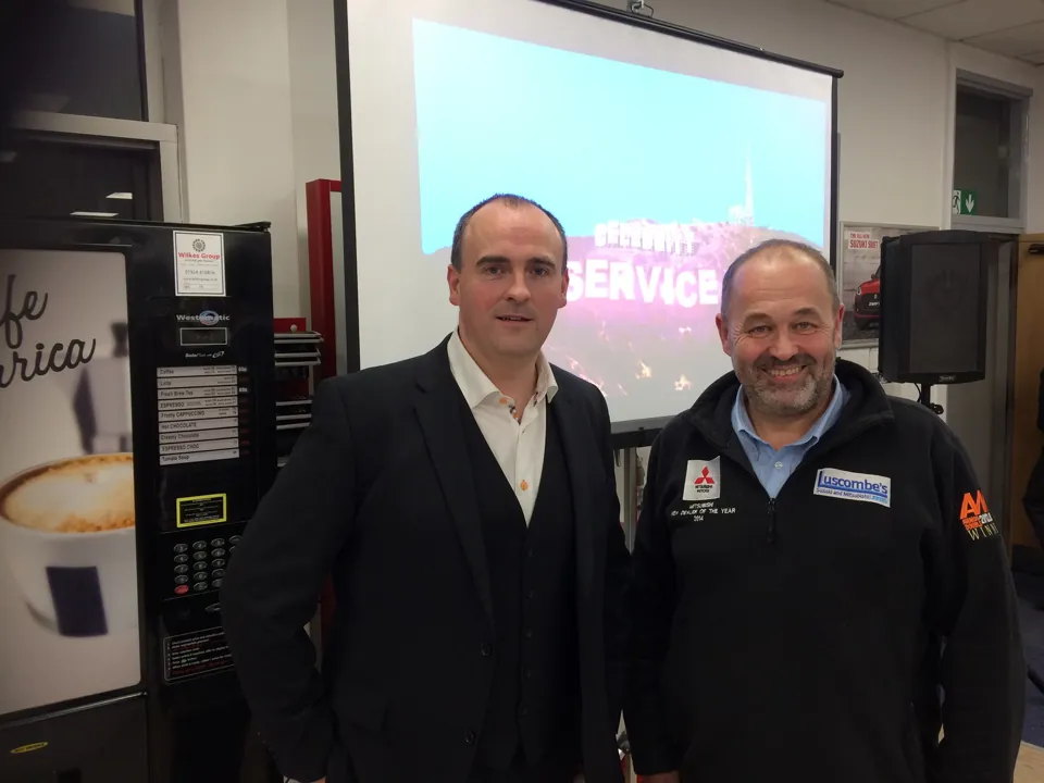 Customer service keynote speaker Geoff Ramm and Luscombe Motors managing director Robin Luscombe