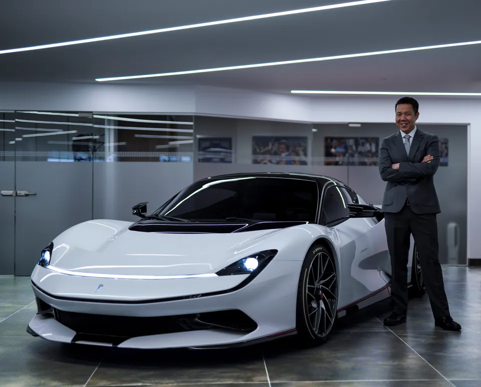 HR Owen chief executive, Ken Choo, with the Pininfarina Battista EV hypercar