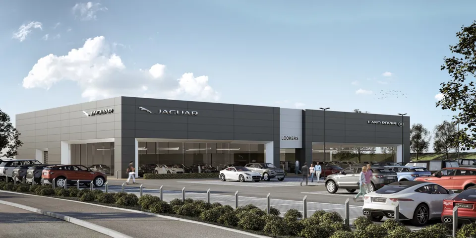 Lookers planned 16,193 square foot JLR dealership facility at Aston Clinton