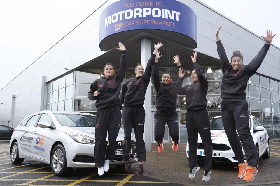 The Team Northumbria netball team at Motorpoint, Birtley