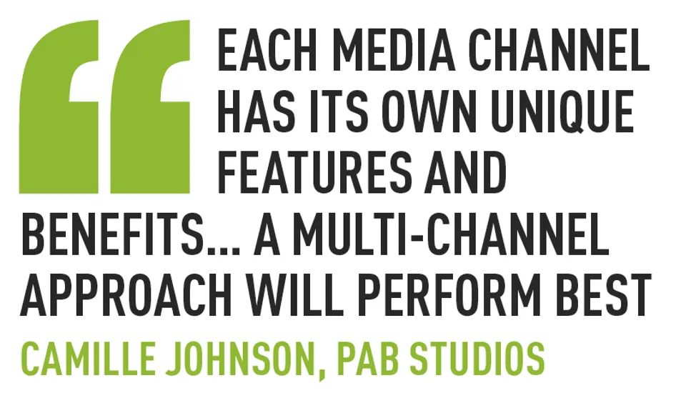 Each media channel has its own unique features and benefits… A multi-channel approach will perform best Camille Johnson, PAB Studios