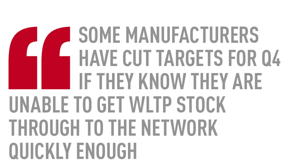 some manufacturers have cut targets for Q4 if they know they are unable to get WLTP stock through to the network quickly enough